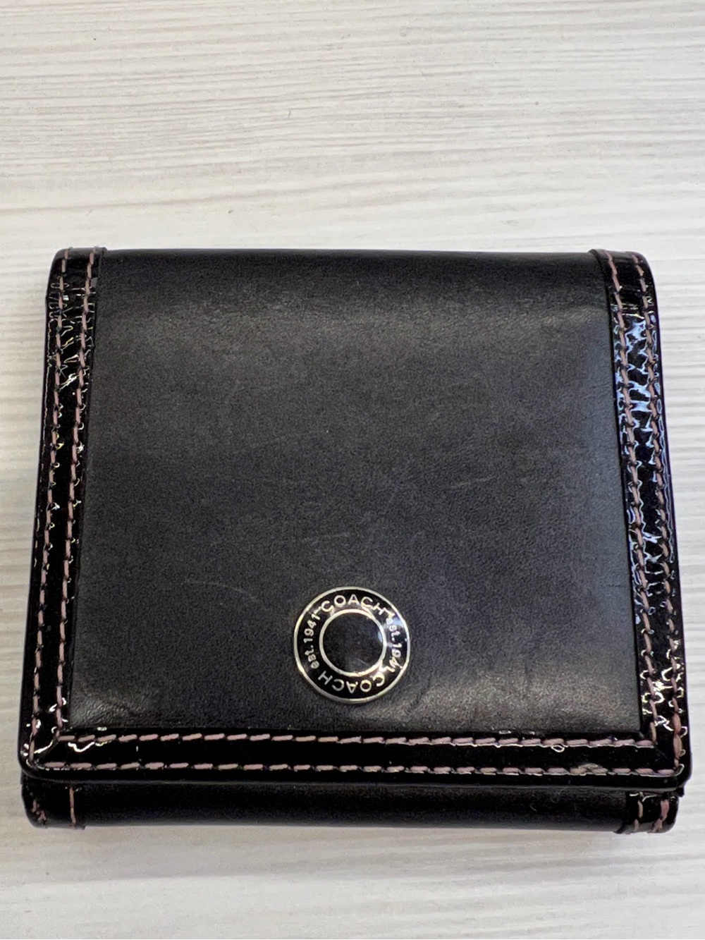 Vintage Coach Leather Wallet - Black, Pink and Patent Trim